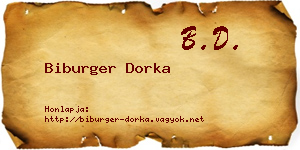 Biburger Dorka névjegykártya